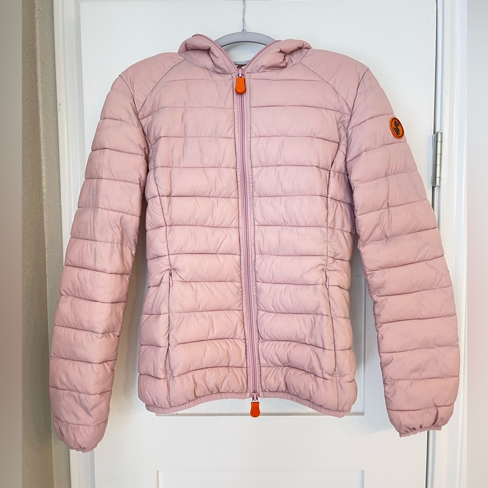 Light Pink Quilted Hooded Jacket - Women's